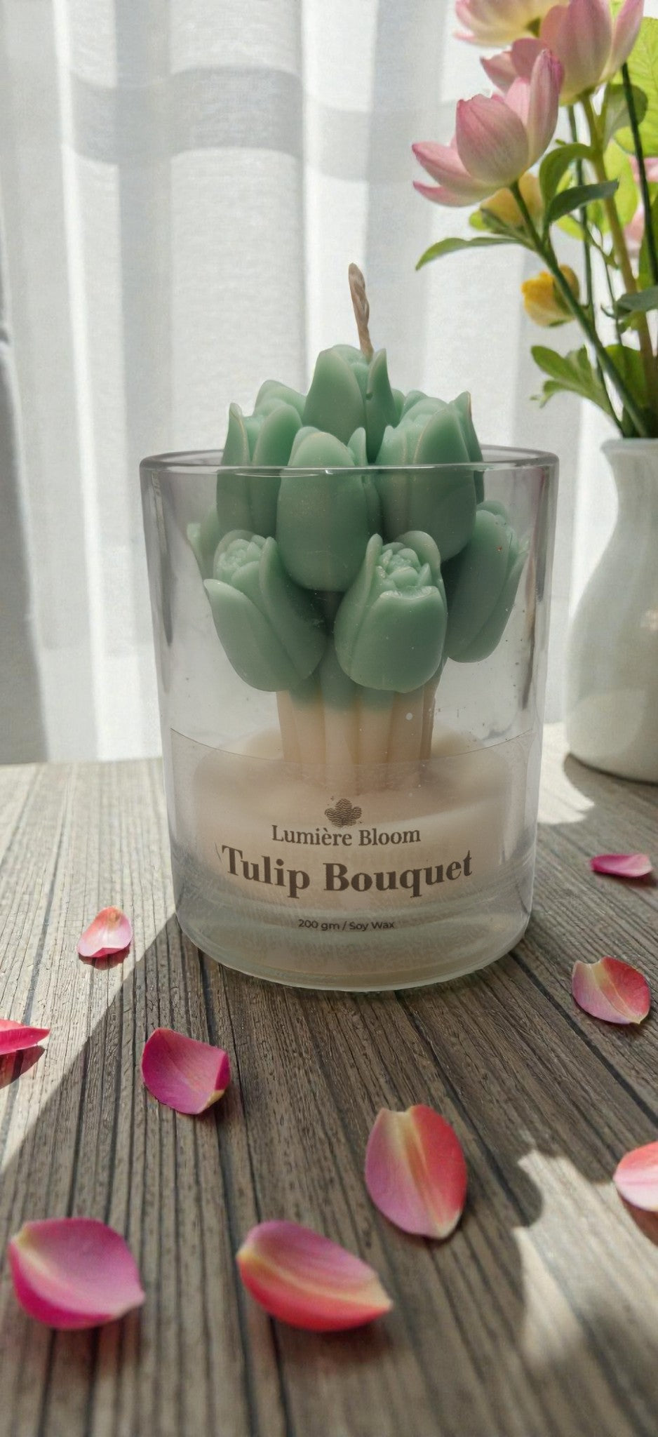 Tulip Bouquet Candle – Aesthetic Floral Soy Wax Container Candle