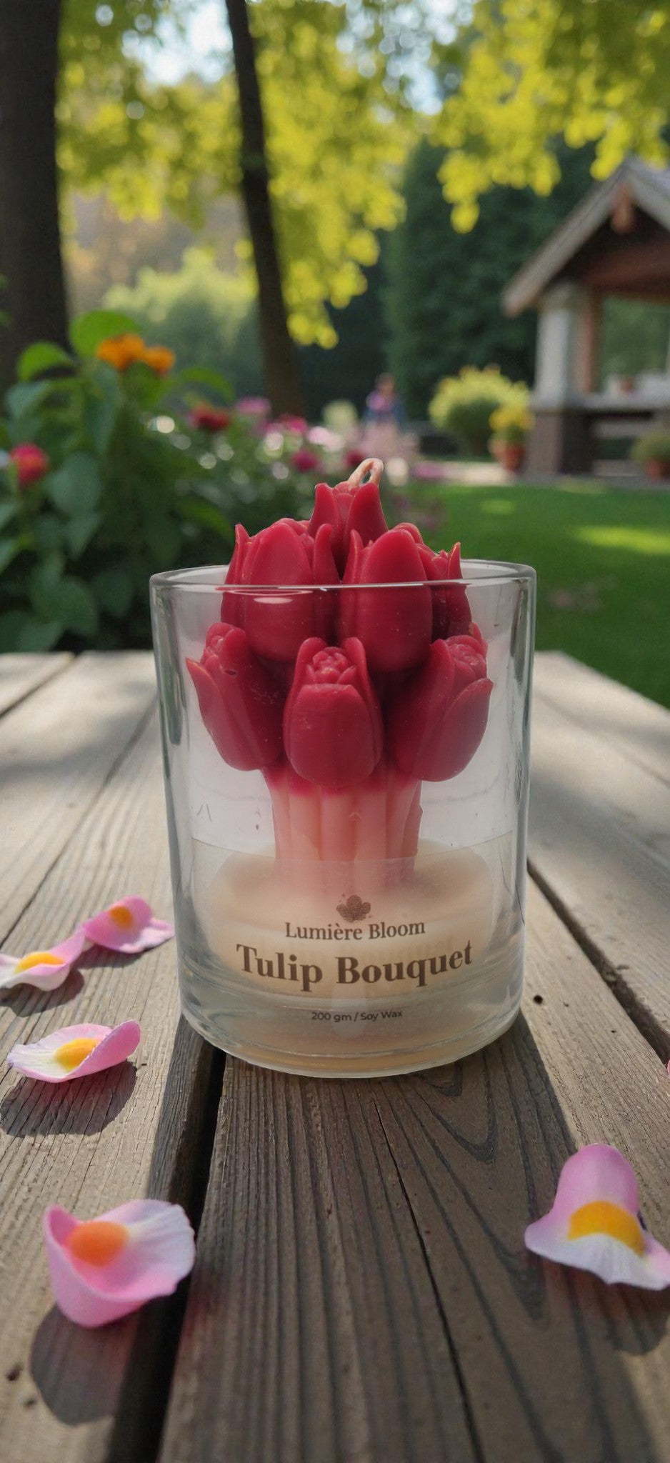 Tulip Bouquet Candle – Aesthetic Floral Soy Wax Container Candle